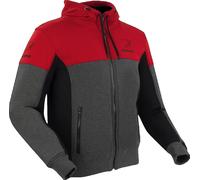 Bering Hoodiz Vented Motorcycle Zip Hoodie, black-grey-red, size S for Men