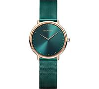 Bering Ladies Ultra Slim Polished Green Rose Gold Watch 15729-868