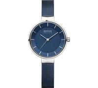 BERING Women Analog Solar Collection Watch with stainless steel Strap and Sapphire Crystal 14631-307, Blue, 31