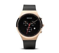 BERING Men Analog Quartz Classic Collection Watch with Stainless Steel Strap & Sapphire crystal 14740-166, Black/Rose Gold, 40 mm
