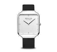 BERING Men Analog Quartz Max René Collection Watch with Calfskin Leather Strap & Sapphire Crystal, Brown/Silver, 36 mm