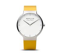 BERING Men Analog Quartz Max René Collection Watch with Silicone Strap and Sapphire Crystal 15540-600, Yellow/Silver, 40 mm