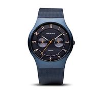 BERING Men Analog Quartz titanium collection Watch with stainless steel Strap and Sapphire Crystal 11939-393, Blue/Blue, 39