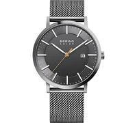 BERING Men Analog Solar Collection Watch with stainless steel Strap and Sapphire Crystal 15439-377, Grey/Silver, 39 mm