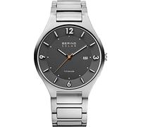 BERING Men Analog Solar Collection Watch with Titan Strap and Sapphire Crystal 14440-777, Silver/Grey, 40 mm