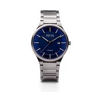 BERING Men Analog Solar Collection Watch with Titan Strap and Sapphire Crystal 15239-777, Silver/Blue, 39