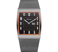 BERING Men's Analogue Quartz Watch with Stainless Steel Strap 52033-379, Grey/Orange, 33 (EU), Retro