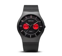 Bering Men's Quartz Watch, 39 mm Titanium Case and Dial, Milanese Strap, Sapphire Crystal, 5 ATM, 11939