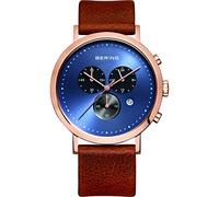 BERING Men Analog Quartz Classic Collection Watch with Calfskin Leather Strap and Sapphire Crystal 10540-467