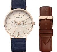 Bering Men's Quartz Watch, 40 mm Silver Stainless-Steel Case and Blue Dial, Milanese Strap, Sapphire Crystal, 3 ATM