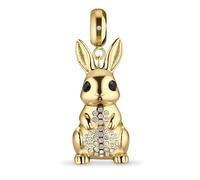 BERING Polar Rabbit Charm Anhänger Edelstahl silver or gold with Zirconia, One Size, Stainless Steel, Cubic Zirconia