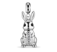 BERING Polar Rabbit Charm Anhänger Edelstahl silver or gold with Zirconia, One Size, Stainless Steel, Cubic Zirconia