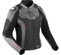 Bering Snap Ladies Leather/Textile Jacket, black-grey, size 46 for Women