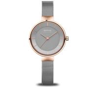 BERING Women Analog Solar Collection Watch with stainless steel Strap and Sapphire Crystal 14631-369, Grey/Rose Gold, 31