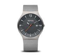 BERING Solar Movement Men's Watch - Solar Collection with Stainless Steel and Sapphire Crystal 14440-077 Bracelet Watches , Grey/Silver, 40