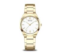 BERING Solar Women's Watch 19932-734 Stainless Steel Gold 32 mm | Sapphire crystal scratch resistant, solar powered, waterproof 5 ATM, white dial, folding clasp