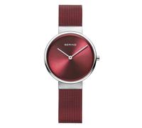BERING Women Analog Quartz Classic Collection Watch with stainless steel Strap and Sapphire Crystal 14531-303, Red/Silver, 31 mm