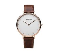 BERING Women Analog Quartz Classic Collection Watch with Calfskin Leather Strap and Sapphire Crystal 14839-564