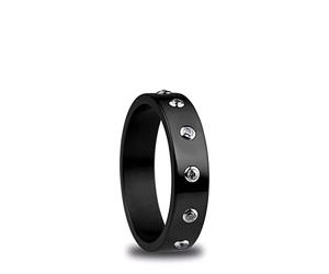 BERING Time 555-67-82 Artic Symphony Collection Inside Ring Stainless Steel Ceramic Plated/Polished Black Matches Outside Ring UK Size P