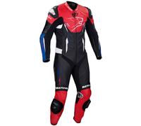 Bering Ultimate-R One Piece Motorcycle Leather Suit, black-white-red-blue, size XL for Men