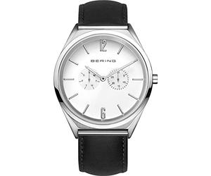 BERING Unisex Analog Quartz Ultra Slim Collection Watch with Calfskin Leather Strap and Sapphire Crystal 17140-404