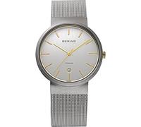 BERING Unisex Quartz Watch, 36 mm Silver Titanium Case and Silver Dial, Milanese Strap, Sapphire Crystal, 3 ATM, 11036-004