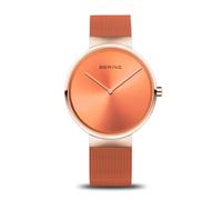 Bering Unisex Quartz Watch, 39 mm Rose-Gold Stainless-Steel Case and Orange Dial, Milanese Strap, Sapphire Crystal, 5 ATM, 14539-565
