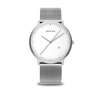 BERING Unisex Quartz Watch, 39 mm Silver Stainless-Steel Case and White Dial, Milanese Strap, Sapphire Crystal, 3 ATM, 11139-004