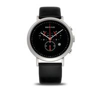 BERING Unisex Quartz Watch, 40 mm Silver Stainless-Steel Case and Black Dial, Calfskin Strap, Sapphire Crystal, 5 ATM, 10540-402