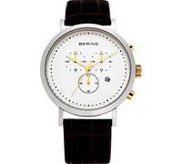 BERING Unisex Quartz Watch, 40 mm Silver Stainless-Steel Case and White Dial, Calfskin Strap, Sapphire Crystal, 5 ATM, 10540-534
