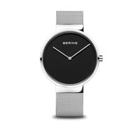 Bering Unisex Quartz Watch | Watch 39 mm Stainless Steel Case and Dial | Milanese Strap | Sapphire Glass | 5 ATM | 14539, Black, 14539-002