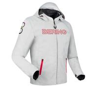 Bering Warwick Light Grey Red Waterproof Mens Motorcycle Motorbike Hooded Jacket