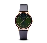 BERING Women Analog Quartz Classic Collection Watch with Calfskin Leather Strap and Sapphire Crystal 13436-469