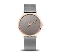 BERING Women Analog Quartz Classic Collection Watch with stainless steel Strap and Sapphire Crystal 13436-369, Grey/Rose Gold, 36 mm