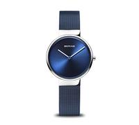 BERING Women Analog Quartz Classic Collection Watch with stainless steel Strap and Sapphire Crystal 14531-307, Blue/Silver, 31 mm