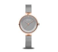 BERING Women Analog Solar Collection Watch with stainless steel Strap and Sapphire Crystal 14631-369, Grey/Rose Gold, 31