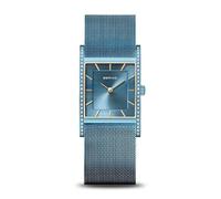 BERING Women's Classic Watch Shiny Blue Milanese Bracelet Sapphire Glass Square Quartz Movement 5 ATM 10426-398-S