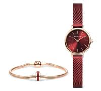 BERING Women's Quartz Analog Watch with Stainless Steel Strap mid-39936, red, Bracelet