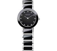 BERING Women's Quartz Watch, 22 mm Rose-Gold Stainless-Steel Case and Black Dial, Stainless-Steel Strap with Ceramic Elements, 5 ATM, 11422