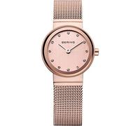 BERING Women's Quartz Watch, 22 mm Rose-Gold Stainless-Steel Case and Rose-Gold Dial, Milanese Strap, Sapphire Crystal, 3 ATM, 10122-366
