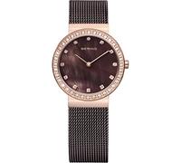 BERING Women's Quartz Watch, 29 mm Rose-Gold Stainless-Steel Case and Brown Dial, Milanese Strap, Sapphire Crystal, 5 ATM, 10729-262