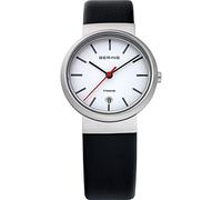 BERING Women's Quartz Watch, 29 mm Silver Titanium Case and White Dial, Calfskin Strap, Sapphire Crystal, 3 ATM, 11029-404