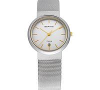 BERING Women's Quartz Watch, 29 mm Silver Titanium Case and White Dial, Milanese Strap, Sapphire Crystal, 3 ATM, 11029-004