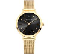 Bering Women's Quartz Watch | Watch 34 mm Gold Stainless Steel Case and Black Dial | Milanese Strap | Sapphire Glass | 3 ATM | 13434-332