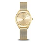 Bering Women's Solar Quartz Watch | Watch 35 mm Gold Stainless Steel Case and Gold Dial | Milanese Strap | Sapphire Glass | 5 ATM | 17331-333