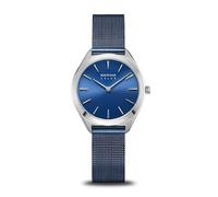 BERING Women's Solar Quartz Watch | Watch 35 mm Silver Stainless Steel Case and Blue Dial | Milanese Strap | Sapphire Glass | 5 ATM | 17331-307
