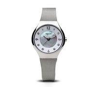 Bering Women's Solar Watch, 27 mm Stainless-Steel Case and Mother-of-Pearl Dial, Milanese Strap, Sapphire Crystal, 5 ATM, 14427