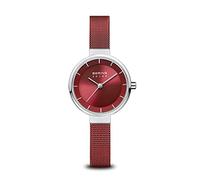 Bering Women's Solar Watch, 27 mm Stainless-Steel Case and Sunray Dial, Milanese Strap, Sapphire Crystal, 5 ATM, 14627