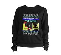 BeringTees Christmas Ceefax Ugly Jumper Sweatshirt Funny Retro Vintage Festive TV Gift - L BLACK