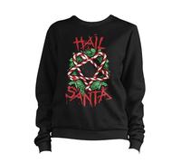 BeringTees Christmas Hail Santa Sweatshirt Funny Gothic Punk Rock Ugly Jumper Festive 2XL BLACK